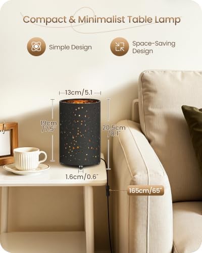 Black Table Lamps Set of 2, 8.1" Small Bedside Lamps Set of 2 - Image 6