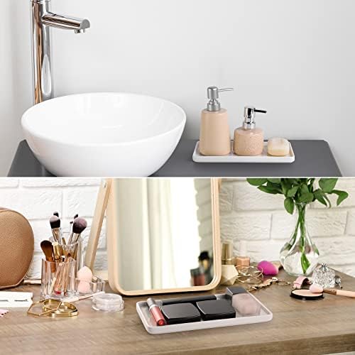 Gurygo 2 Pack 10" Bathroom Tray, Ceramic Vanity Trays for Bathroom, Small Ceramic Trays, Kitchen Soap Tray for Kitchen Counter (White, 10",Set/2) - Image 6