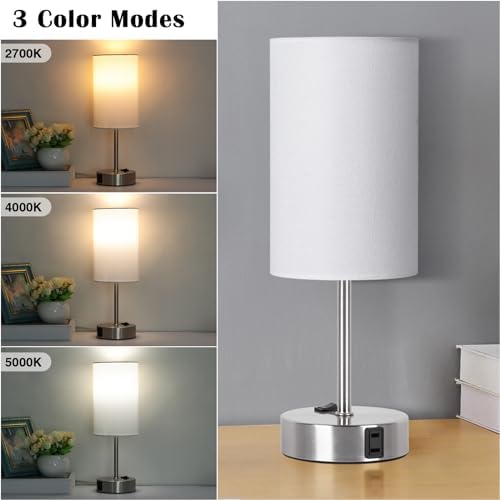 ZJOJO Table Lamps for Bedroom Set of 2, Bedside Small Lamps with AC Outlet - Image 2