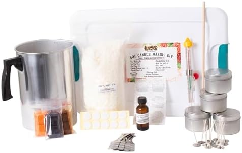 Lehman's Soy Candle Making Kit for Beginners, Complete Set, Makes four 2.5 oz Gift Size Candle Tins, Spiced Apple Scent by Lehmans