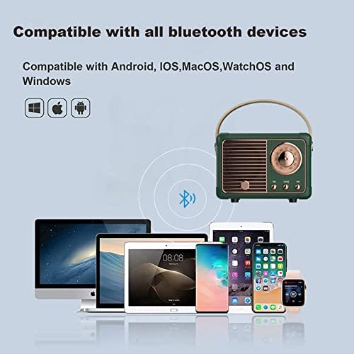 Dosmix Retro Bluetooth Speaker,Vintage Decor,Small Gift for Women Men Green - Image 5