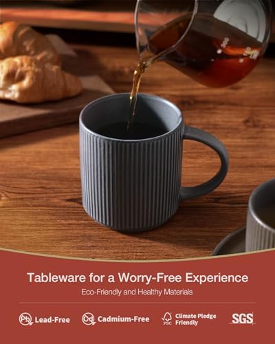 famiware Coffee Mug Set of 6, Star 12 oz Ceramic Mugs Cups Set with Handle - Image 2