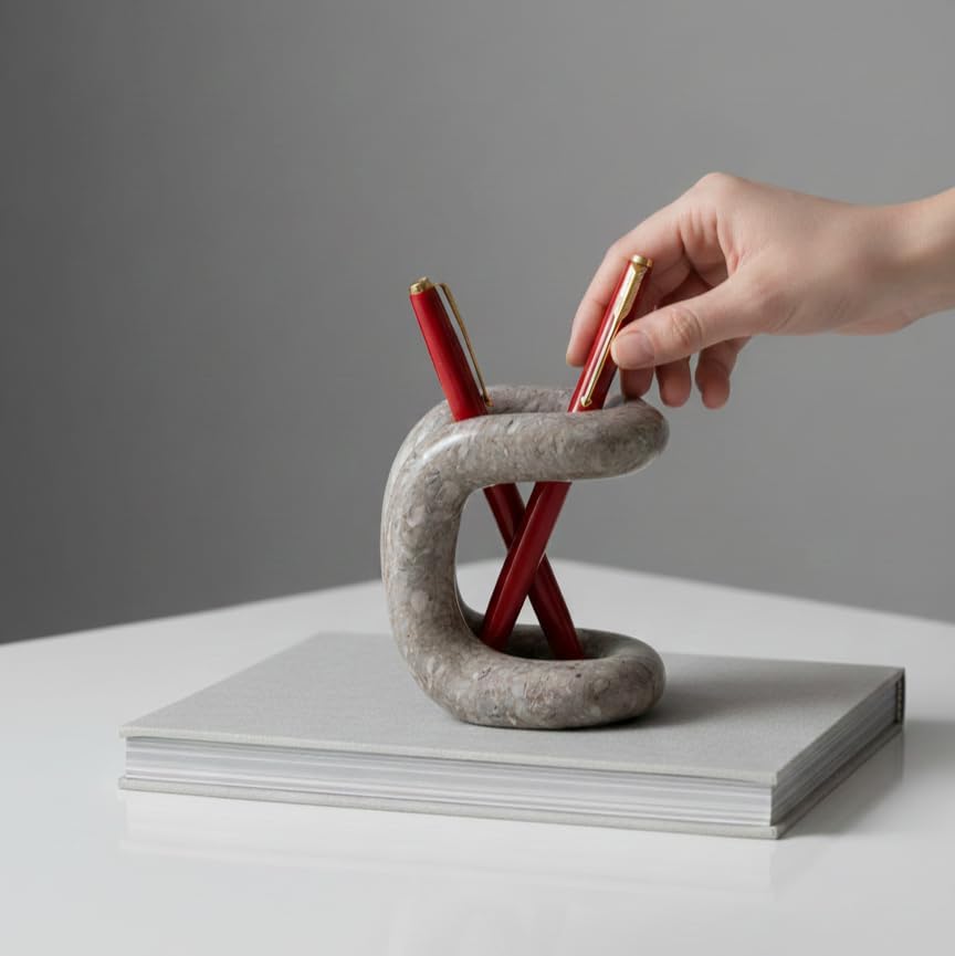 Marble Pen Holder for Desk, 4 Inch Stone Pencil Holder - Image 3