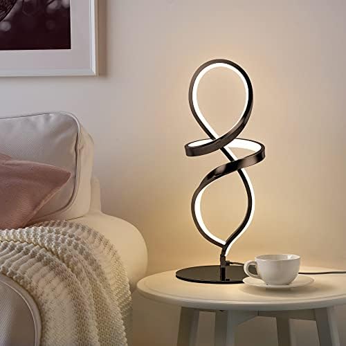 Modern Small Table Lamp with LED Spiral Design, 12W Black Nightstand Lamp - Image 6