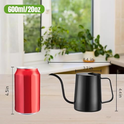Watering Can Indoor Plants, 20oz Stainless Steel Long Spout, Black - Image 2