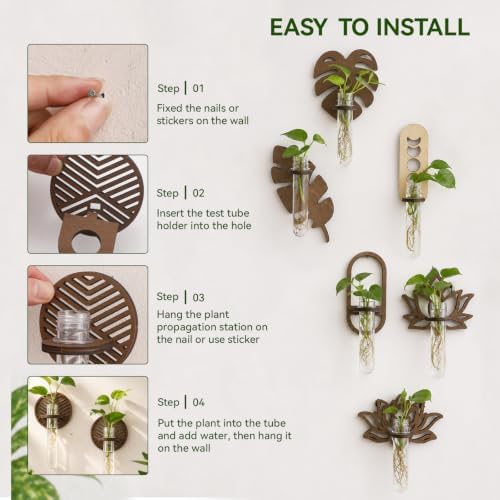 Artilady Plant Propagation Station Wall Hanging, Wood Arch Terrariums Tube - Image 6