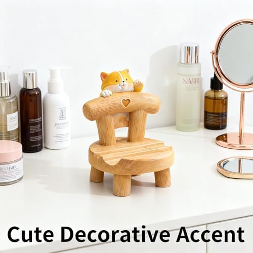 1PCS Cute Dog Wooden Phone Stand – Mini Desktop Holder for All Smartphones, Adorable Home Office Desk Decor Accessory - Image 5