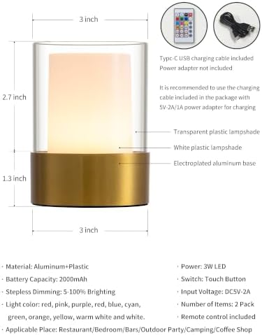 4" RGB Bronze Cordless Table Lamp 2, Small Outdoor Rechargeable Lamp - Image 5