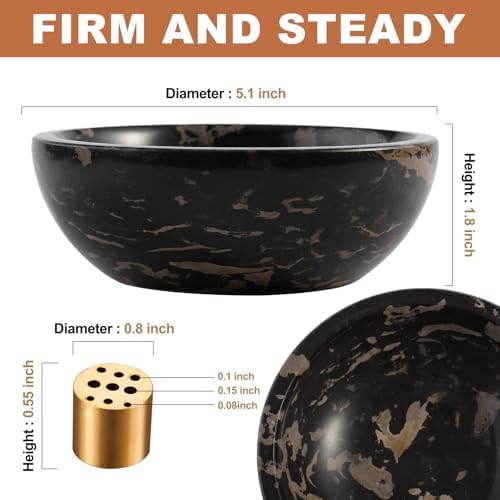 Koville Italian Natural Marble Incense Holder, 5inch Incense Holders for Sticks, Sturdy Incense Burner Ash Catcher, Ideal for Meditation, Relaxing, Easy to Clean(Nero Portoro) - Image 2