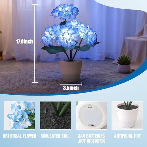 Blue Hydrangea Lamp Decor for Christmas Mother Valentines Day Birthday - Image 3