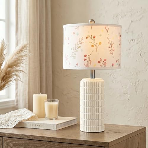 PoKat 23'' Table Lamp with Flower Lampshade for Night Stands, Birthday Gifts for Women Mom, House Warming Gifts New Home Decor, Ceramic Lamp for Living Room, Modern Bedroom Lamp for Nursery - Image 6