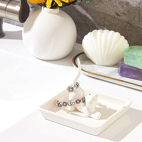 PUDDING CABIN Cat Mom Gifts for Women, Cat Ring Holder for Jewelry, Jewelry Tray Dish Rings Bracelets Earrings Trinket Tray, Gifts for Cats Lovers Mother's Day Birthday Christmas Wedding - Image 4