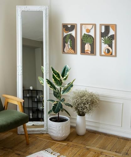 Putuo Decor Boho Abstract Wall Art Set of 3, Modern Minimalist Wooden Wall Decor, Geometric Aesthetic Botanical Artwork, Mid-Century Modern Design for Living Room, Bedroom, Office, Black 16.5 x 8.6 - Image 6