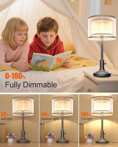 Lightdot Mid Century Table Lamp for Bedroom, Vintage Dimmable - Image 2