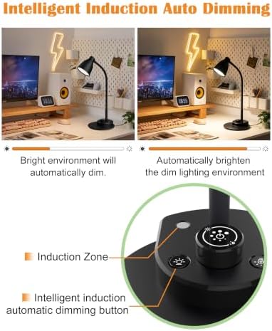 BOHON LED Desk Lamp with USB Charging Port 3 Color Modes Dimmable, Black - Image 5