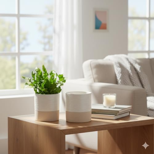 Nihow Ceramic Self Watering Plant Pot for Indoor Plants, 4.5 Inch,Set of 2 - Image 6