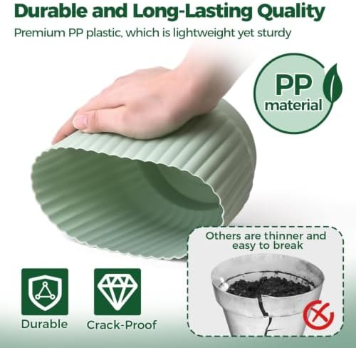 T4U Self Watering Pots for Indoor Plants, 7 Inch 4 Pack Planter Green - Image 5