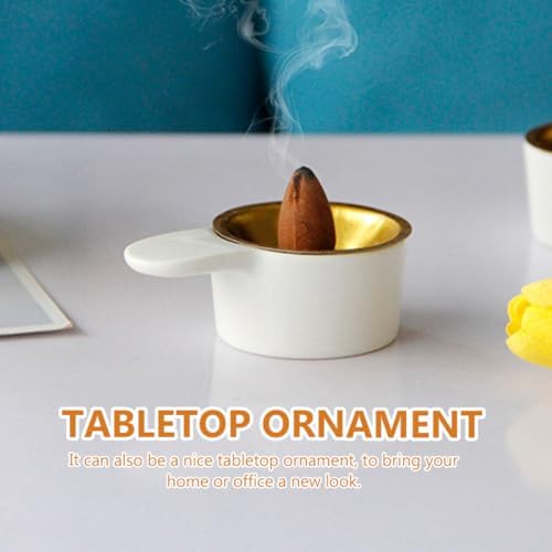 2pcs Small White Ceramic Incense Burner Bowl Set, Modern Minimalist Handheld Incense Holder for Home and Office Table Decoration - Image 5