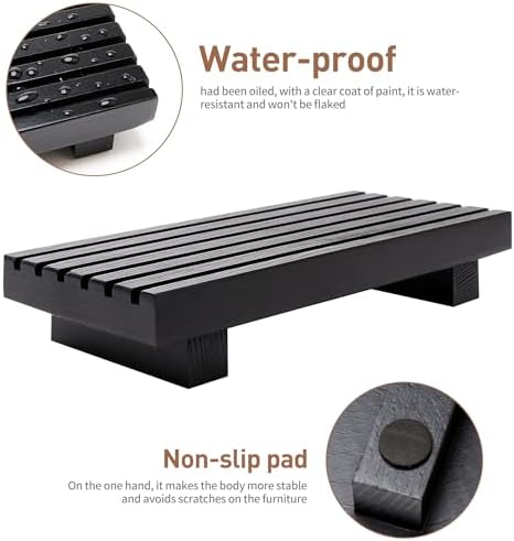Black Bathroom Decor Wooden Counter Tray Sink Accessories Soap Dispenser - Image 4