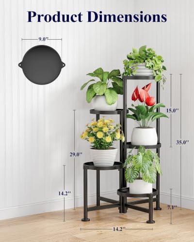 Kitsure Plant Stand Indoor & Outdoor - 5-Tier Plant Shelf with Deep Trays - Image 5