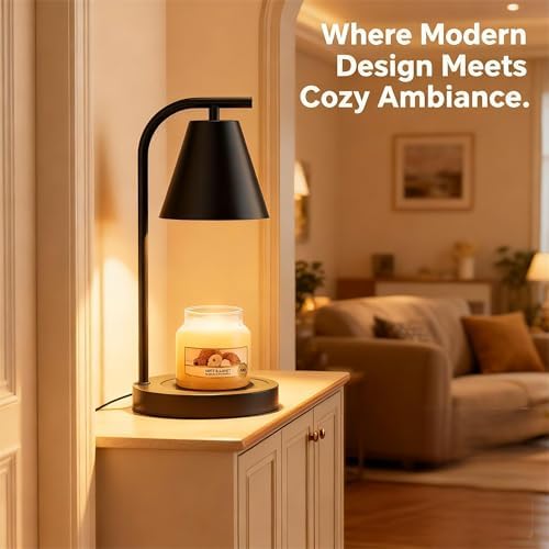 Hong-in Candle Warmer Lamp with Timer & Dimmer, Modern Home Decor,Black - Image 2