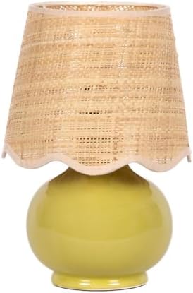 Benton Ceramic Table Lamp with Fabric Shade – 13" Bedside Accent Lamp for Bedroom, Living Room & Nightstand (Olive) - Image 2