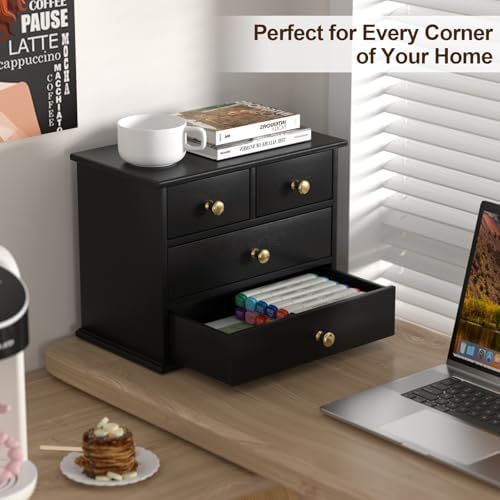 Oak Desk Organizer with Drawers, Durable Wooden Desktop Storage Box - Image 4