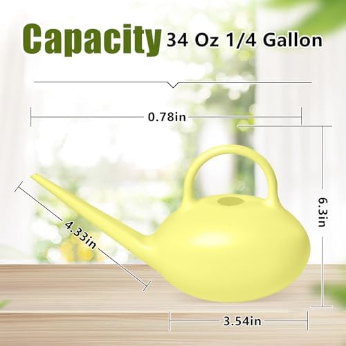 ZXJ Small Plastic Watering Can - 1/4 Gallon - for Home Plant Garden - Yellow - Image 2