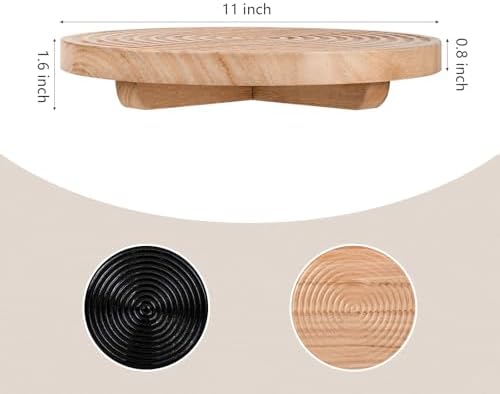 Round Decorative Tray Farmhouse Bathroom Decor Wood Riser, 11" Burlywood - Image 3