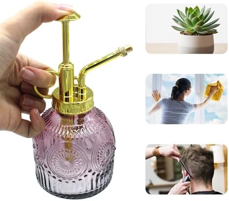 Glass Plant Mister Spray Bottle, 230ML Vintage Plant Spritzer, Succulent Watering Bottle Glass with Top Pump, Small Plants Sprayer Watering Can for Indoor Outdoor House(Red Gray) - Image 5