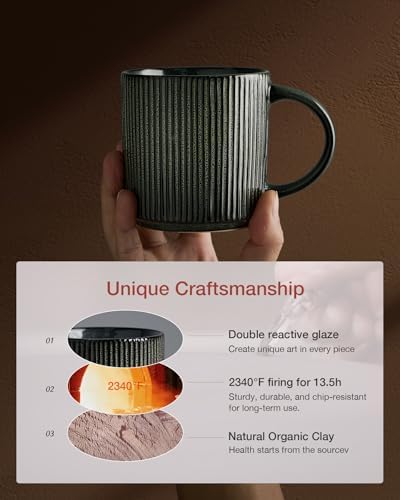 famiware Coffee Mug Set of 4, Star 12 oz Ceramic Mugs Cups Set with Handle - Image 6