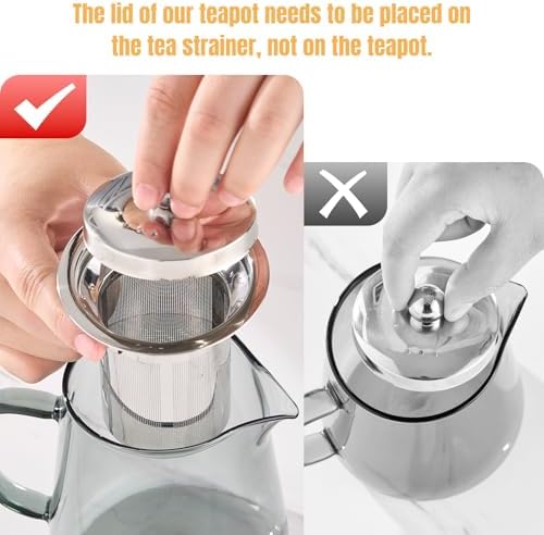 PARACITY Clear Teapot, Glass Kettle with Infuser, Tea Maker, 18.6 oz, Black - Image 5