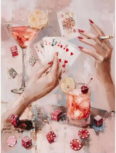 Pink Poker Diamond Art Kits for Adults Diamond Painting Kit for Beginner by KICHANG