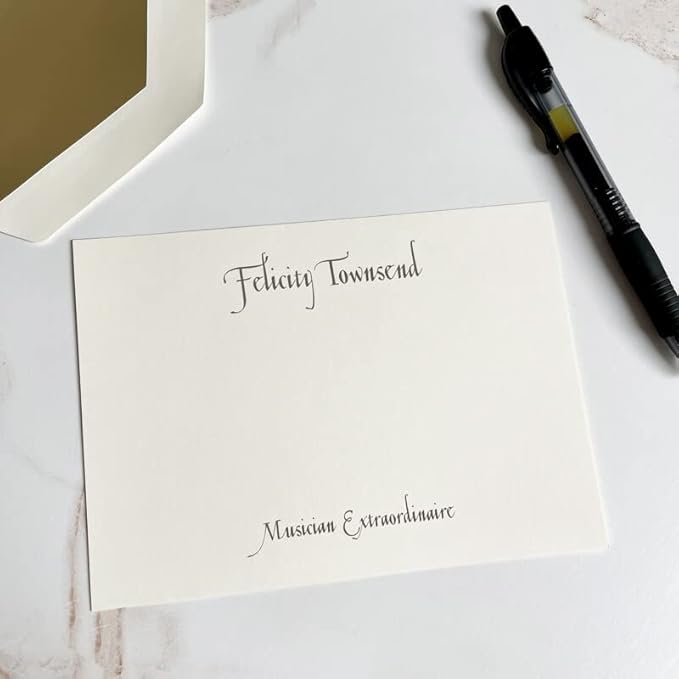 Casual Personalized Flat Cards - Raised Ink Stationery Made in the USA