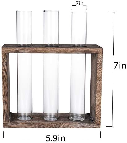 Wooden Propagation Station with 3 Glass Test Tubes, Tabletop Glass Terrarium Holder for Cuttings Hydroponics, Home Office Desk Decor Gift for Women Mom Plant Lovers, Brown - Image 5