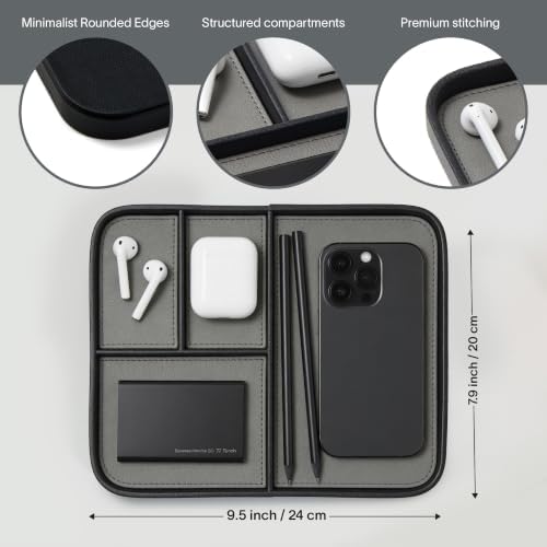 Nordik Leather Valet Tray - Medium EDC Tray - Pebble Black 9.5 x 7.9 in - Image 5