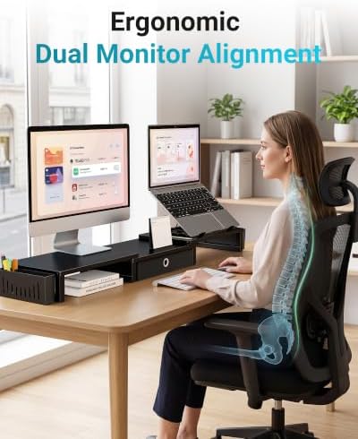 BONTEC Monitor Stand Riser, Adjustable Laptop Stand, Desk Organizer - Image 2