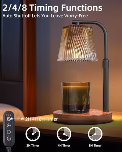 Candle Warmer Lamp with Timer: Flower Candle Lamps Height Adjustable Wax Melt New Home Decor House Warming for Women, Modern - Image 3
