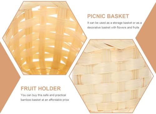 ibasenice 5pcs Beige Woven Storage Basket with Flexible Handle - Image 3