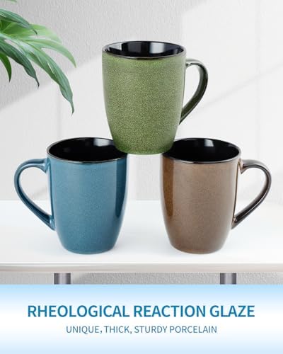 Ceramic Mugs 12oz,Set of 6,Large Ceramic Coffee Mugs for Men, Women, Dad, Mom, Coffee cups,Modern Coffee Mugs With Handle For Tea,Latte,Cappuccino,Cocoa. (6 Pack) - Image 3