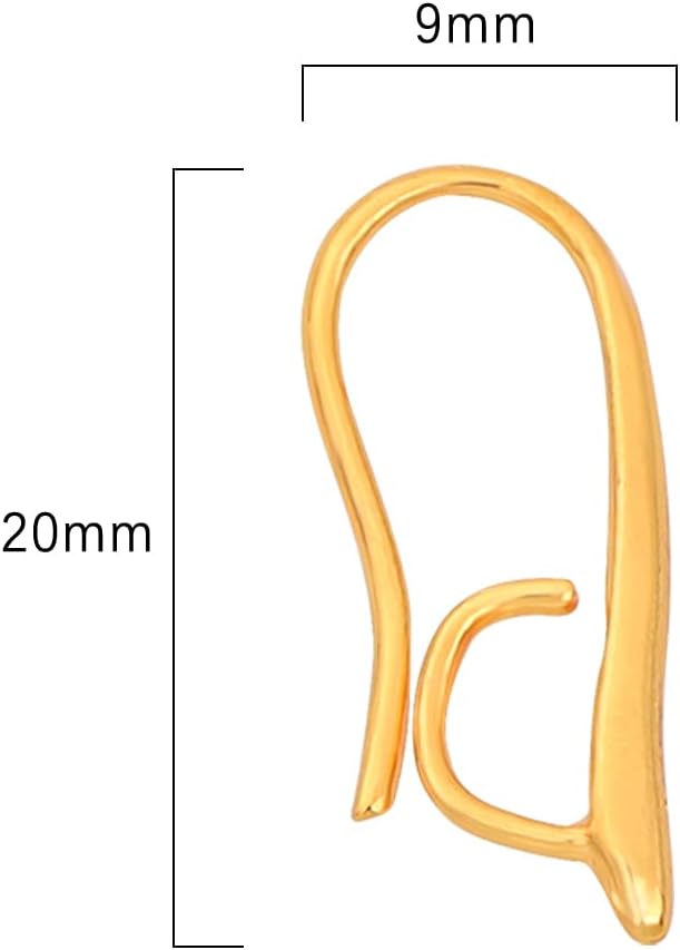 18K Gold Plated Earring Hooks 9x20mm 20pcs for Jewelry Making Findings