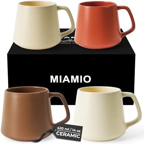 MIAMIO - Coffee Mugs Set of 4, Ceramic (14oz) - Luxe (Beige Pastel) by MIAMIO
