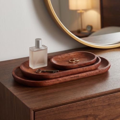 VOSAREA 2PCS Oval Wood Tray Japanese Wooden Tray Set - Image 5