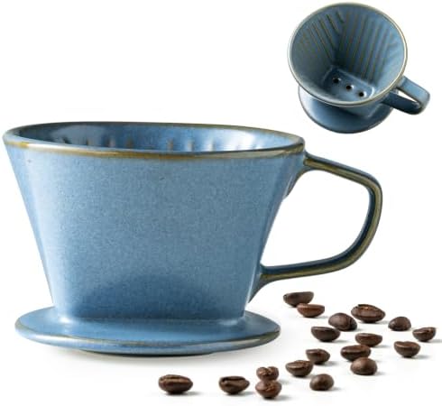 Gomakren Pour Over Coffee Maker Ceramic Coffee Dripper, 3 Hole Cone Brewer by Gomakren