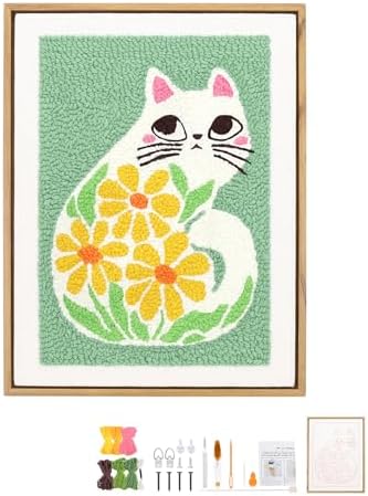 AceList Punch Needle Kit with Wood Frame, Cat Pattern, for Beginners by AceList