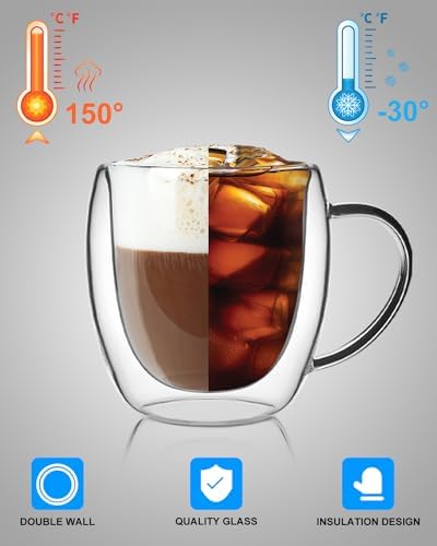LIBWYS 4 Pack Double Walled Coffee Cups Glasses Mug, 8.5oz Borosilicate - Image 6
