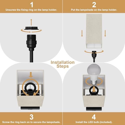 Touch Bedside Table Lamp for Bedroom, 14-Inch, Beige, Set of 2 - Image 7
