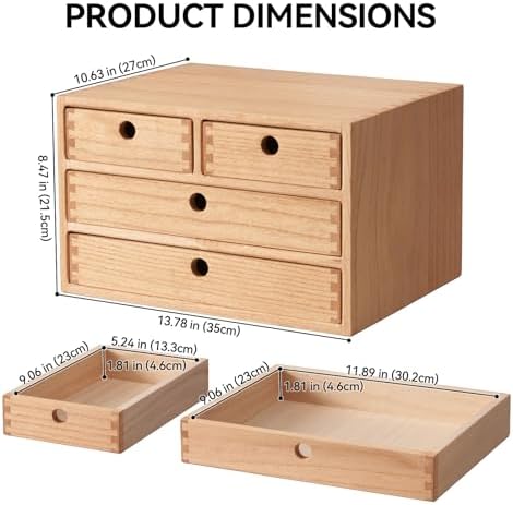 KIRIGEN Wood Desk Organizer with 4 Drawers, Desktop Storage, Natural 34-NA - Image 3