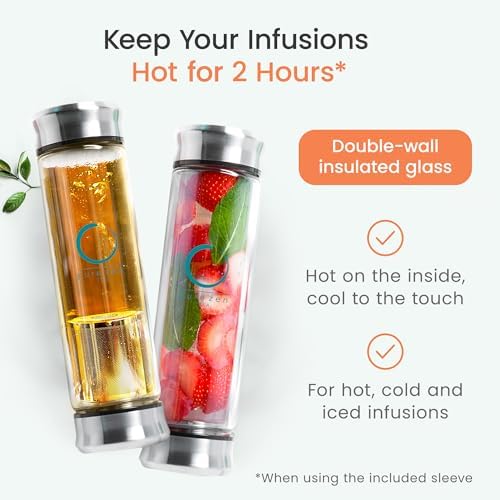 Pure Zen Tea Infuser Bottle, 13 oz, Tea Bottle with Infuser, Tea Gift Set - Image 4