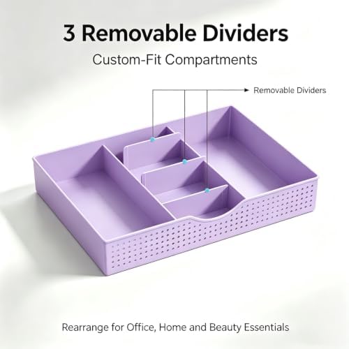 gianotter Desk Organizers and Accessories, Monitor Stand with Drawer and 2 Pen Holder, Desktop Organizer Suitable for Offices and Dormitories (Matte Purple) - Image 4
